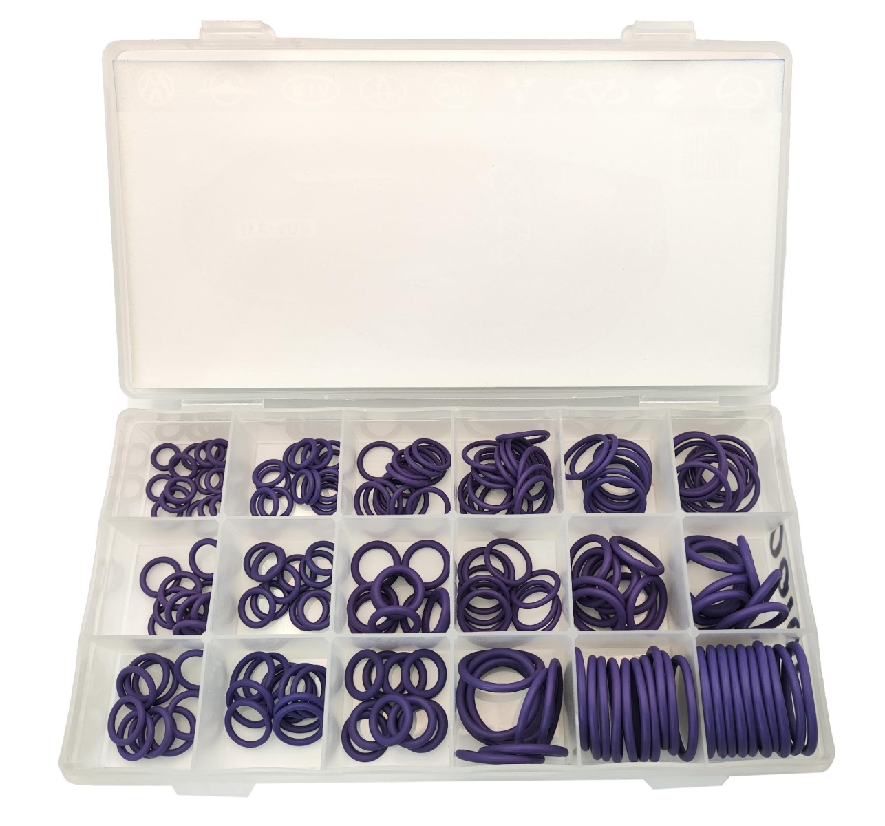Набор фиолетовых уплотнительных колец NBR для системы автокондиционера BMW, Mercedes Benz: 265 штук, 18 типоразмеров