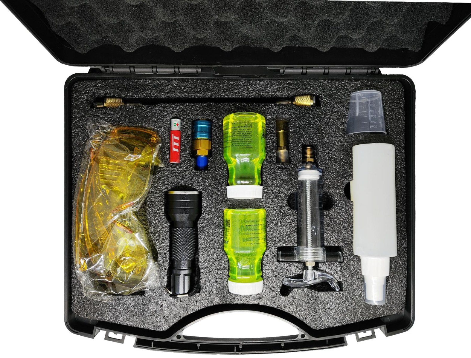 Набор для обнаружения утечек: фонарь, ультрафиолетовая жидкость, очки, переходники