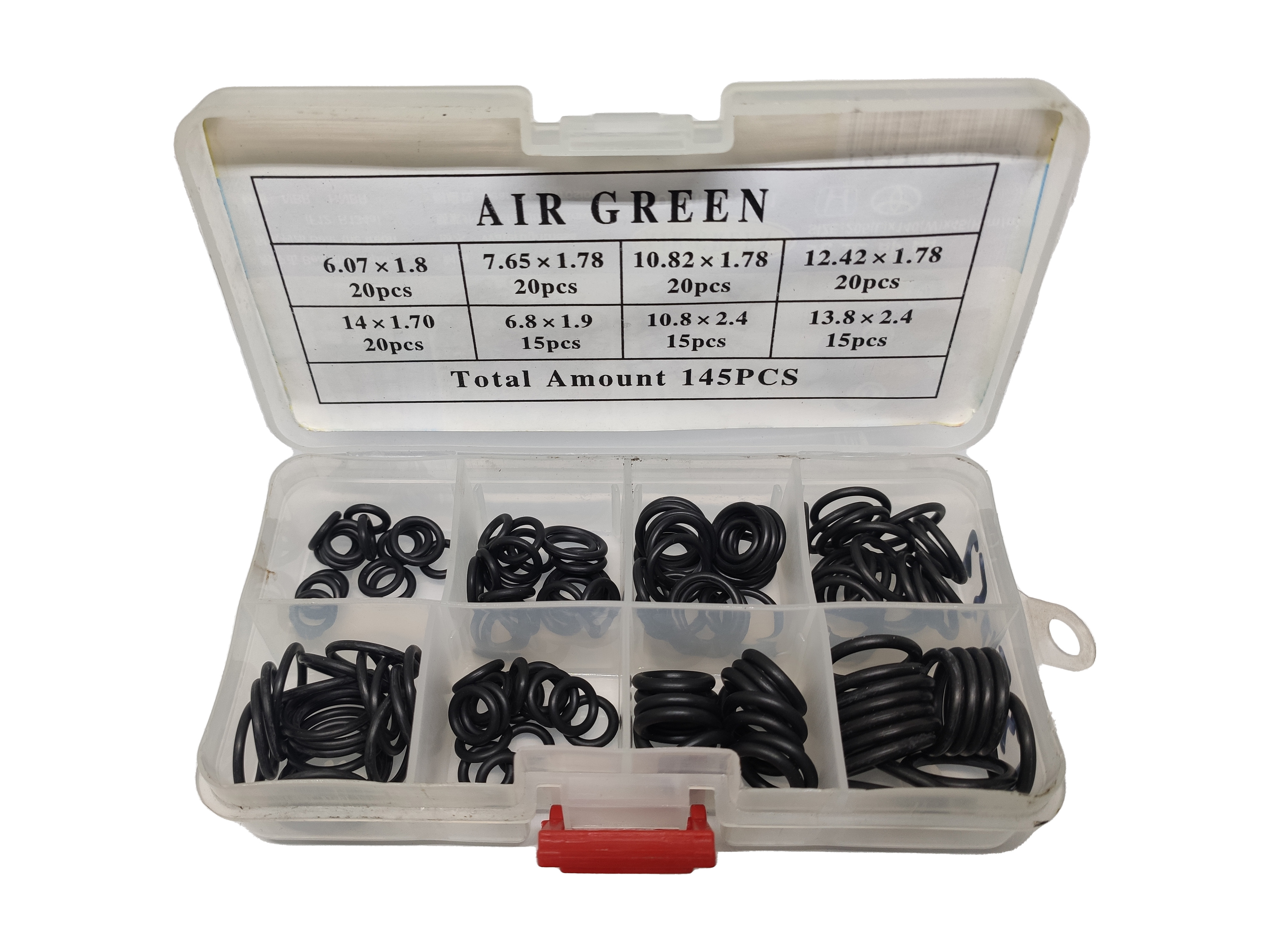 Набор черных уплотнительных колец NBR для системы автокондиционера: 145 штук, 8 размеров