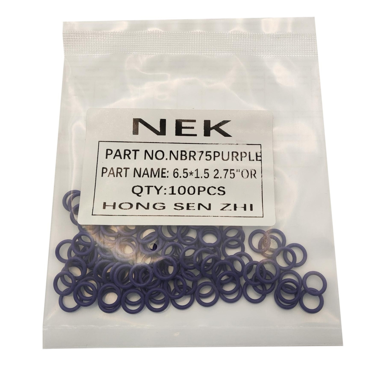 Комплект колец O-Ring 6.5x1.5мм, 100 штук, фиолетовые