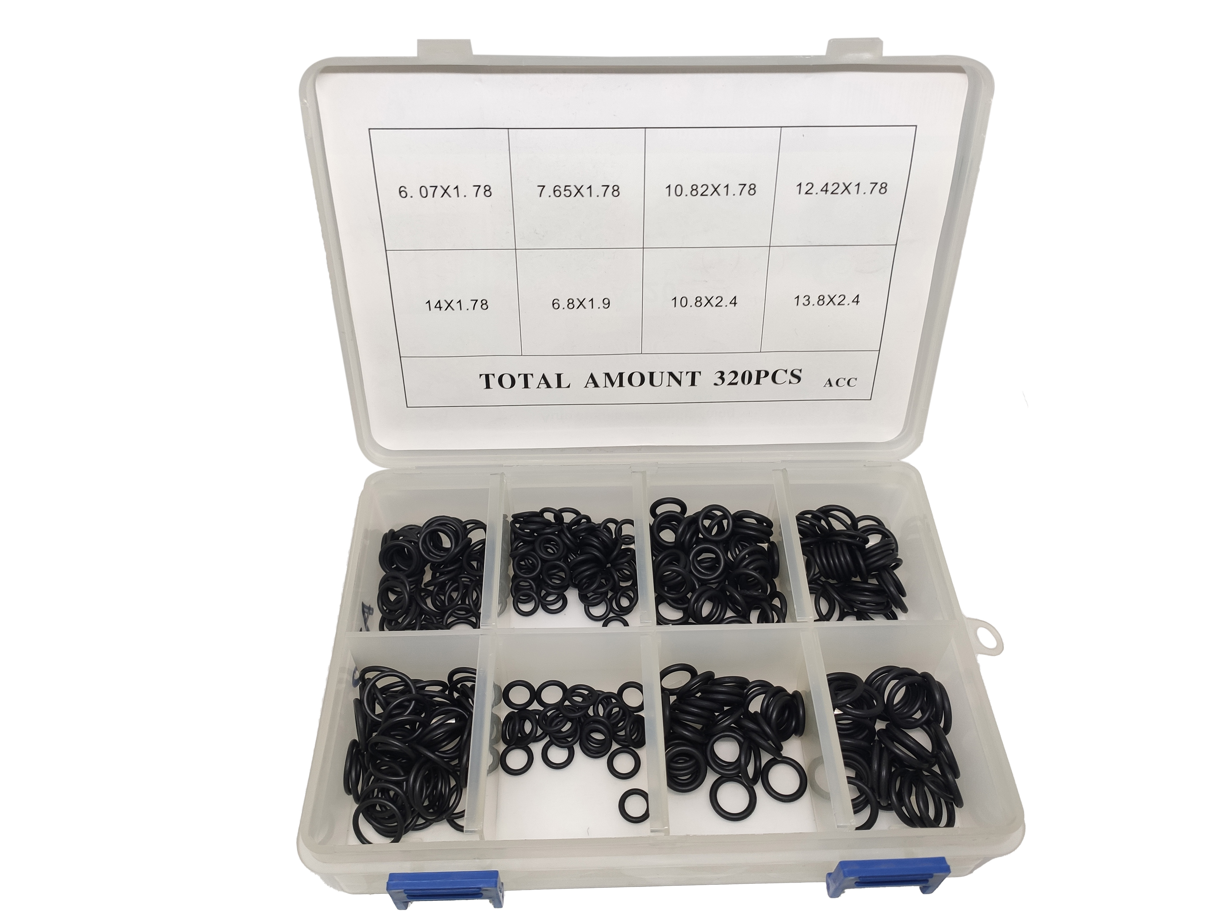 Набор черных уплотнительных колец NBR для системы автокондиционера: 320 штук, 8 размеров